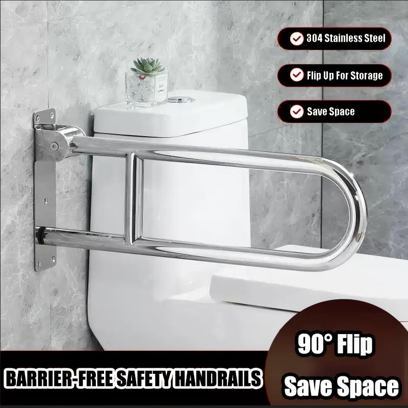 【Wall】Doreen Stainless Steel U-shaped Grab Bar, Bathroom Grab Bar, Accessible Grab Bar, Reinforced Foldable Safety Grab Bars for the elderly, pregnant,disabled, thickened and stable metal Grab Bar, wall mounted bathroom shower safety support rods