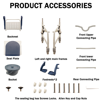 【Wheel】Toilet Wheels，Bath Chair, Quick-Dismantling 24-Inch Large Tires,Both Indoor And Outdoor Use, Waterproof  Dirt-Resistant, Stable  Plastic Functional Four-In-One Wheelchair