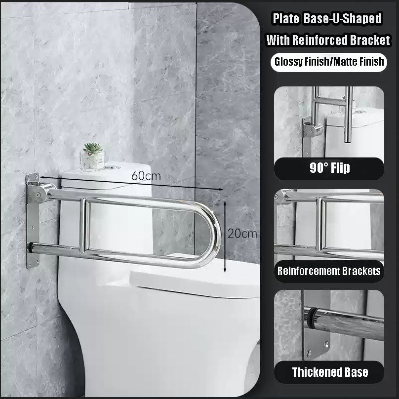 【Wall】Doreen Stainless Steel U-shaped Grab Bar, Bathroom Grab Bar, Accessible Grab Bar, Reinforced Foldable Safety Grab Bars for the elderly, pregnant,disabled, thickened and stable metal Grab Bar, wall mounted bathroom shower safety support rods