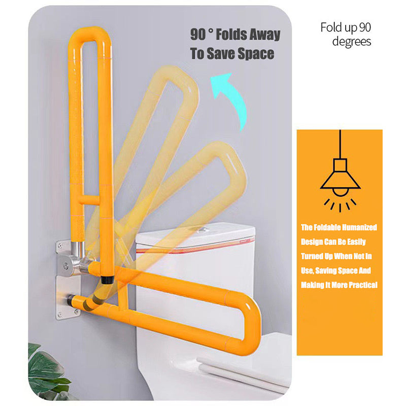 【Wall】Doreen Brand Stainless Steel ABS Grab Bars, Flip Up Toilet Grab Bar, Wall Mount Handicap Grab Rails, Reinforced Foldable Safety Grab Bars For The Elderly, Pregnant  And Disabled,  Wall Mounted Bathroom Shower Safety Support Rods