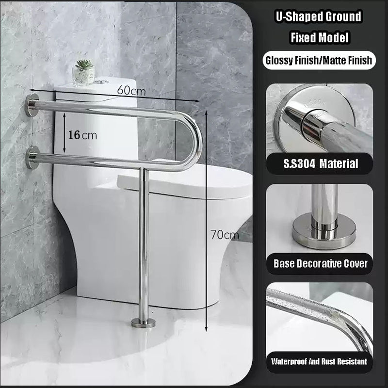 【Wall】Doreen Stainless Steel U-shaped Grab Bar, Bathroom Grab Bar, Accessible Grab Bar, Reinforced Foldable Safety Grab Bars for the elderly, pregnant  and disabled, thickened and stable metal Grab Bar, wall mounted bathroom shower safety support rods