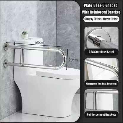 【Wall】Doreen Stainless Steel U-shaped Grab Bar, Bathroom Grab Bar, Accessible Grab Bar, Reinforced Foldable Safety Grab Bars for the elderly, pregnant,disabled, thickened and stable metal Grab Bar, wall mounted bathroom shower safety support rods