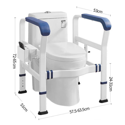 【Toilet】safety railing suitable for elderly people, adjustable height and width, toilet safety frame with armrest, toilet bracket, toilet standing auxiliary armrest, no punching, with cane style, intelligent call device armrest