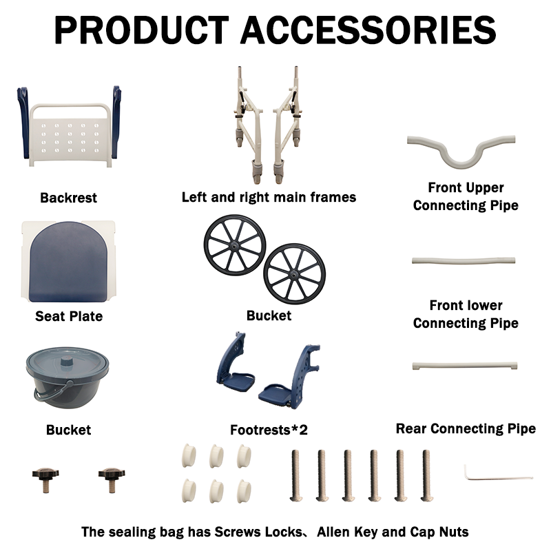 【Wheel】Toilet Wheels，Bath Chair, Quick-Dismantling 24-Inch Large Tires,Both Indoor And Outdoor Use, Waterproof  Dirt-Resistant, Stable  Plastic Functional Four-In-One Wheelchair