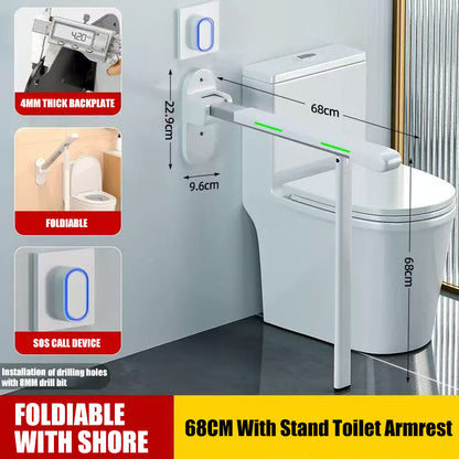 【Wall】Toilet safety railing suitable for elderly people, adjustable height and width, toilet safety frame with armrest, toilet bracket, toilet standing auxiliary armrest, no punching, with cane style, intelligent call device armrest