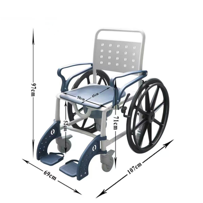 【Wheel】Toilet Wheels，Bath Chair, Quick-Dismantling 24-Inch Large Tires,Both Indoor And Outdoor Use, Waterproof  Dirt-Resistant, Stable  Plastic Functional Four-In-One Wheelchair