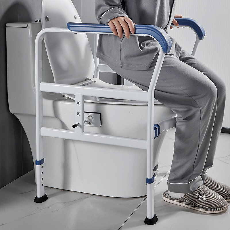 【Toilet】safety railing suitable for elderly people, adjustable height and width, toilet safety frame with armrest, toilet bracket, toilet standing auxiliary armrest, no punching, with cane style, intelligent call device armrest