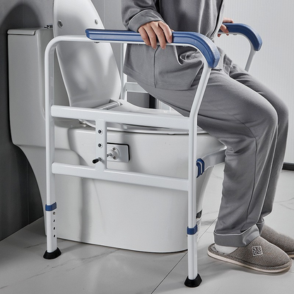 【Toilet】safety railing suitable for elderly people, adjustable height and width, toilet safety frame with armrest, toilet bracket, toilet standing auxiliary armrest, no punching, with cane style, intelligent call device armrest