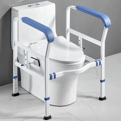 【Toilet】safety railing suitable for elderly people, adjustable height and width, toilet safety frame with armrest, toilet bracket, toilet standing auxiliary armrest, no punching, with cane style, intelligent call device armrest