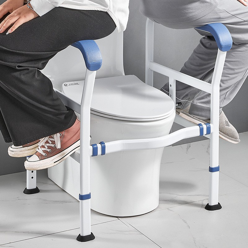 【Toilet】safety railing suitable for elderly people, adjustable height and width, toilet safety frame with armrest, toilet bracket, toilet standing auxiliary armrest, no punching, with cane style, intelligent call device armrest